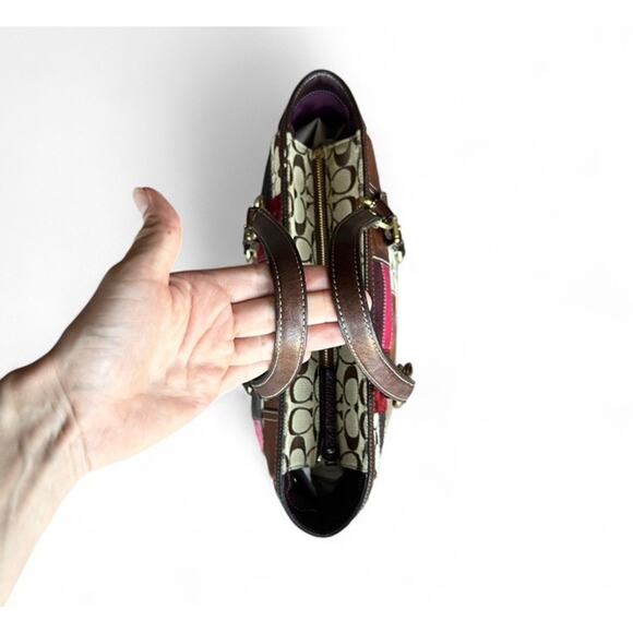 COACH Legacy Limited Edition Patchwork Tote Purse Hand Bag Leather Brown Pink - Picture 9 of 14